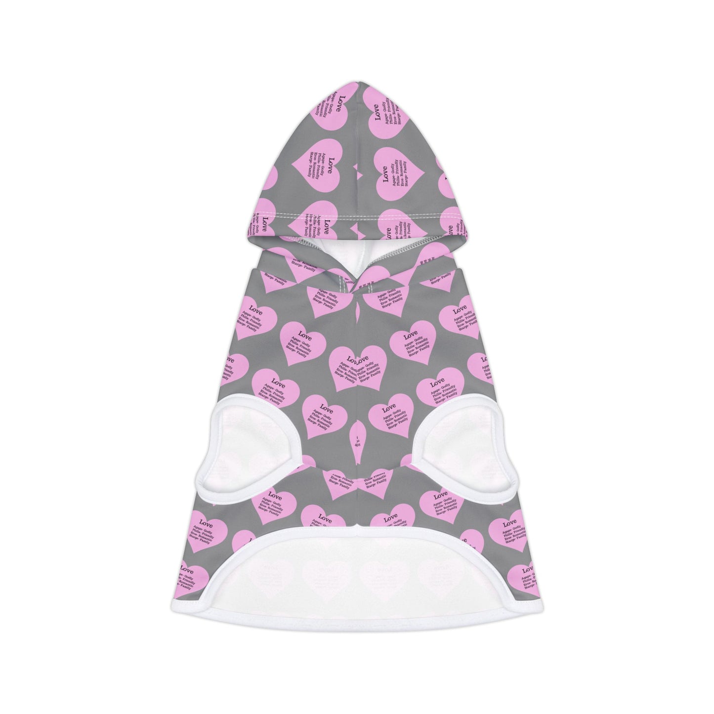 Charming Heart Pet Hoodie Pattern (Grey)