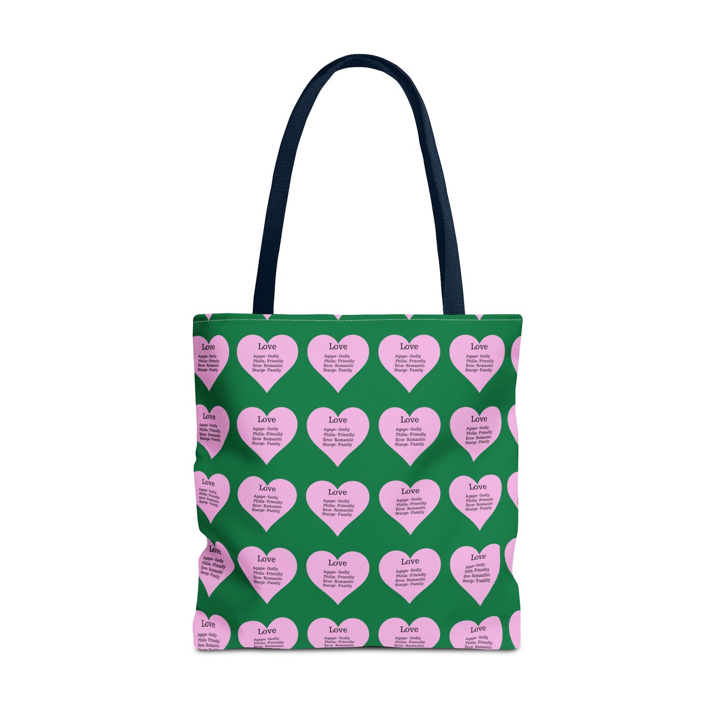 Pink Hearts Tote Bag (Dark green)