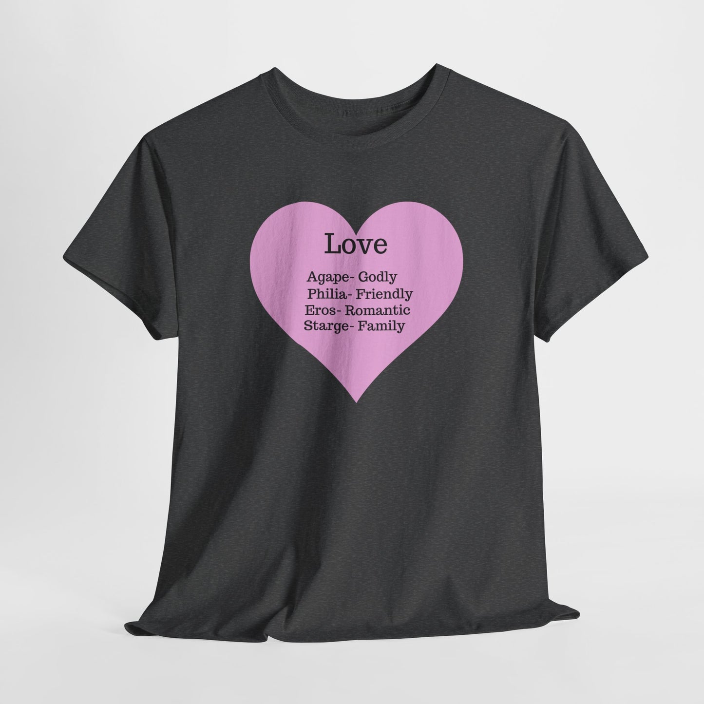 Unisex Love Heart Heavy Cotton T-Shirt - Comfortable Classic Fit Apparel
