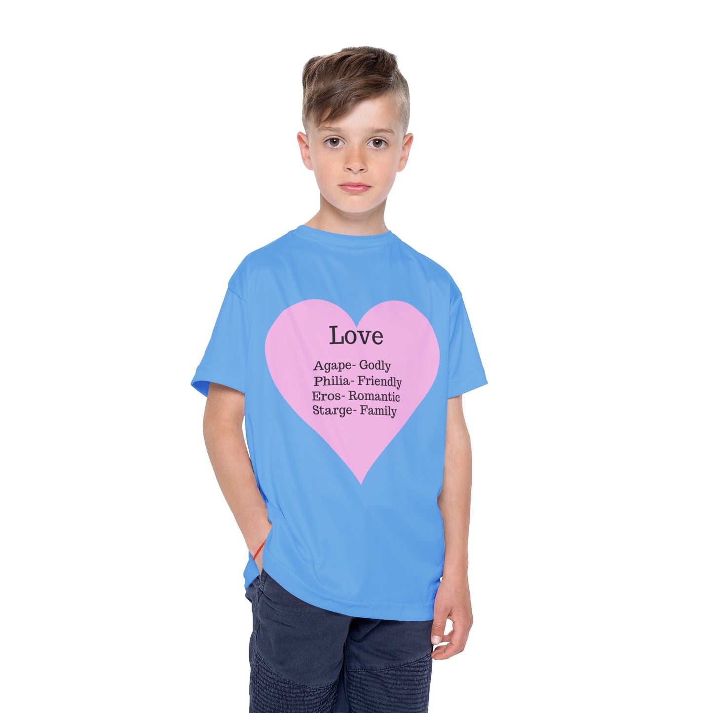 Types of Love Heart Kids Performance Jersey (Light Blue)