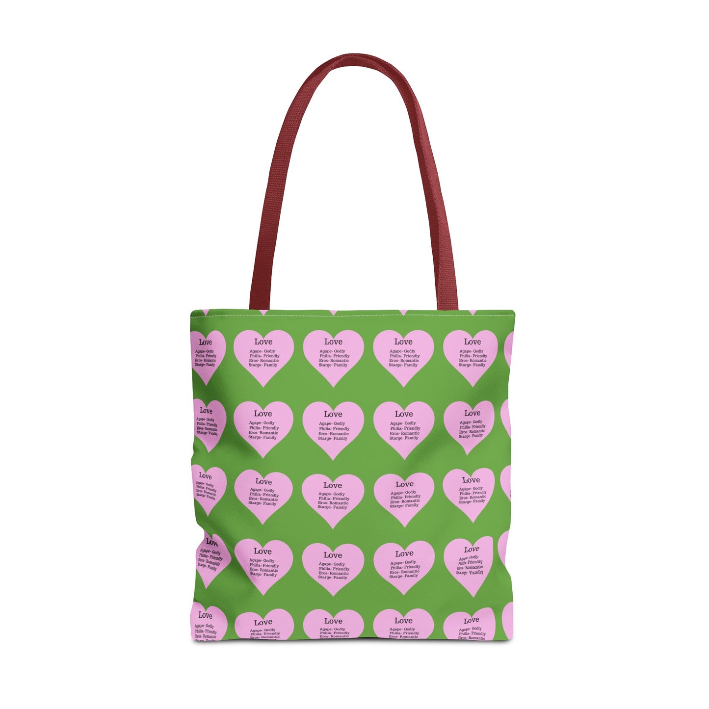 Pink Hearts Tote Bag (Green)