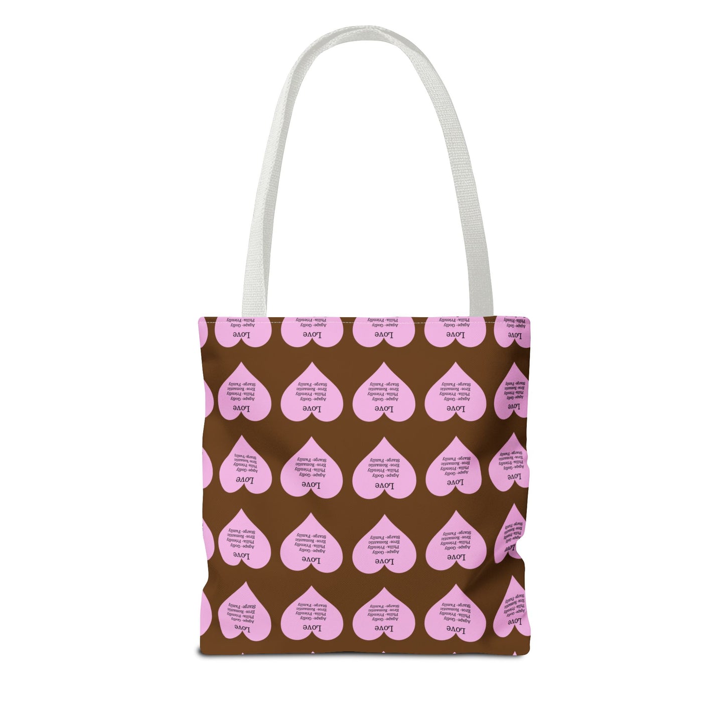 Pink Hearts Tote Bag (Brown)