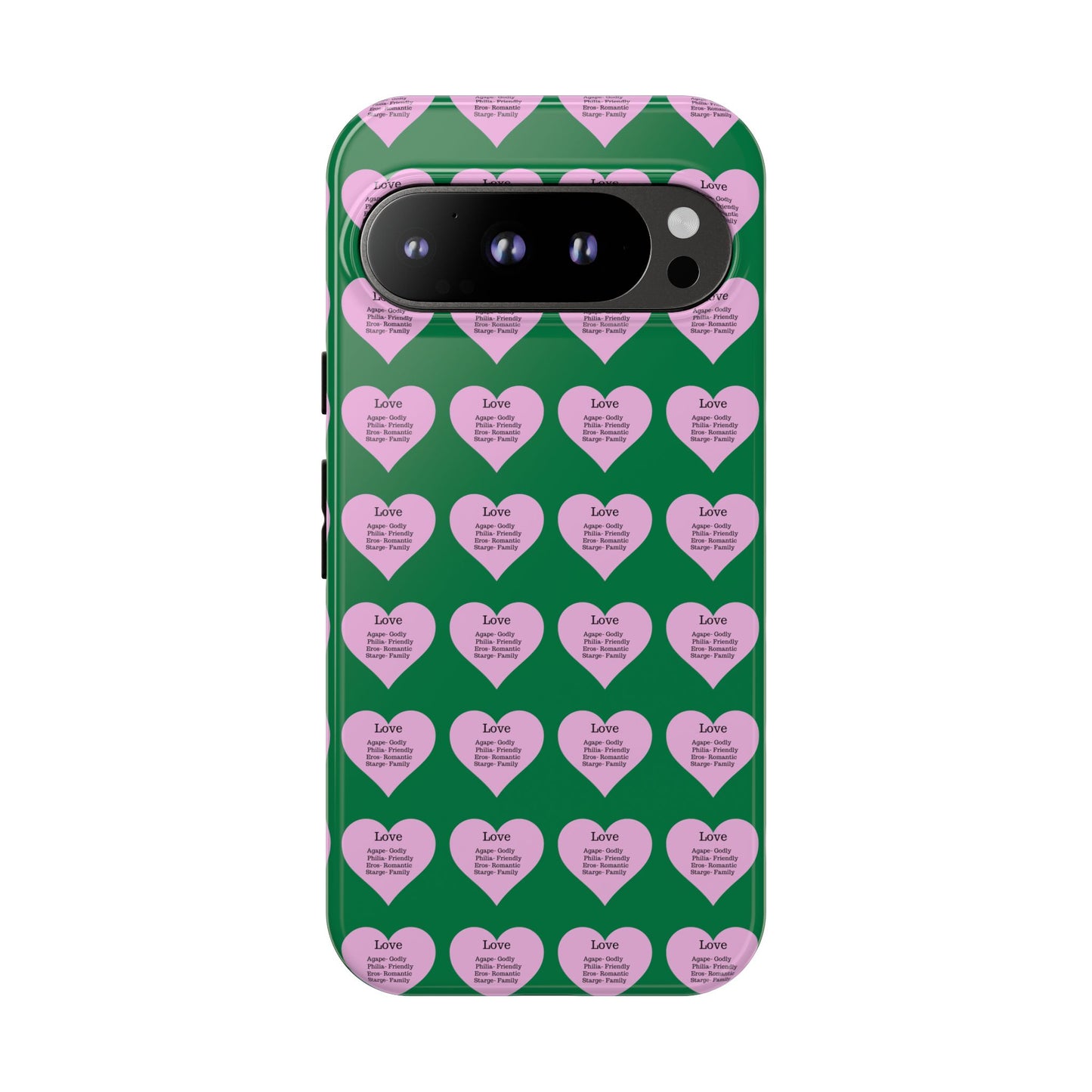 Hearts-A-Flutter Phone Case (iPhone, Google Pixel)(Dark green)
