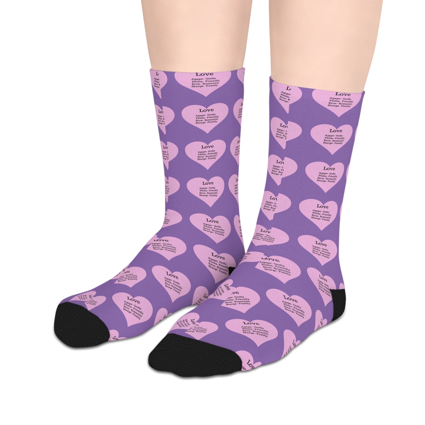 The Love Hearts Mid-Length Socks (Light purple)