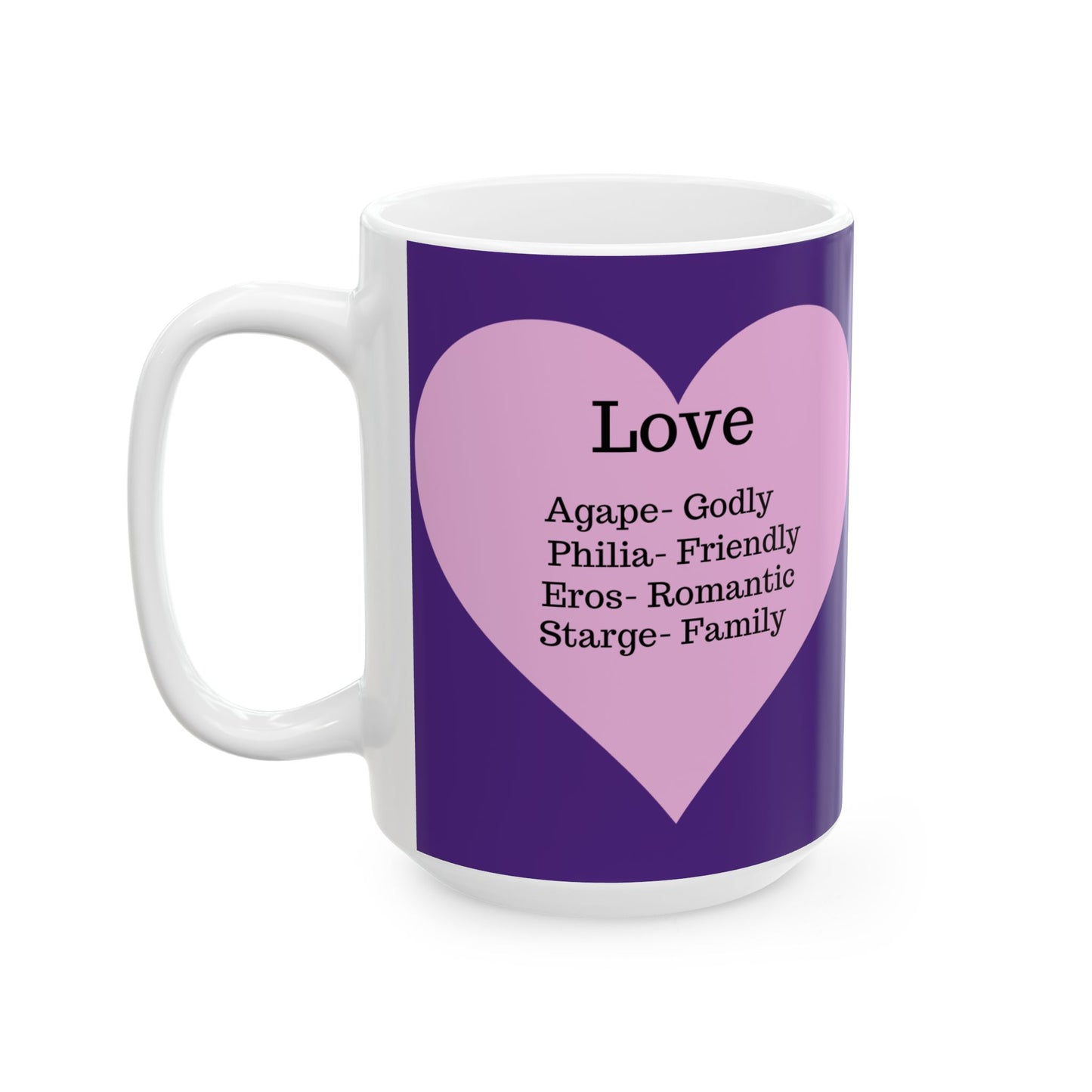 Charming Heart Ceramic Coffee Mug (Purple)