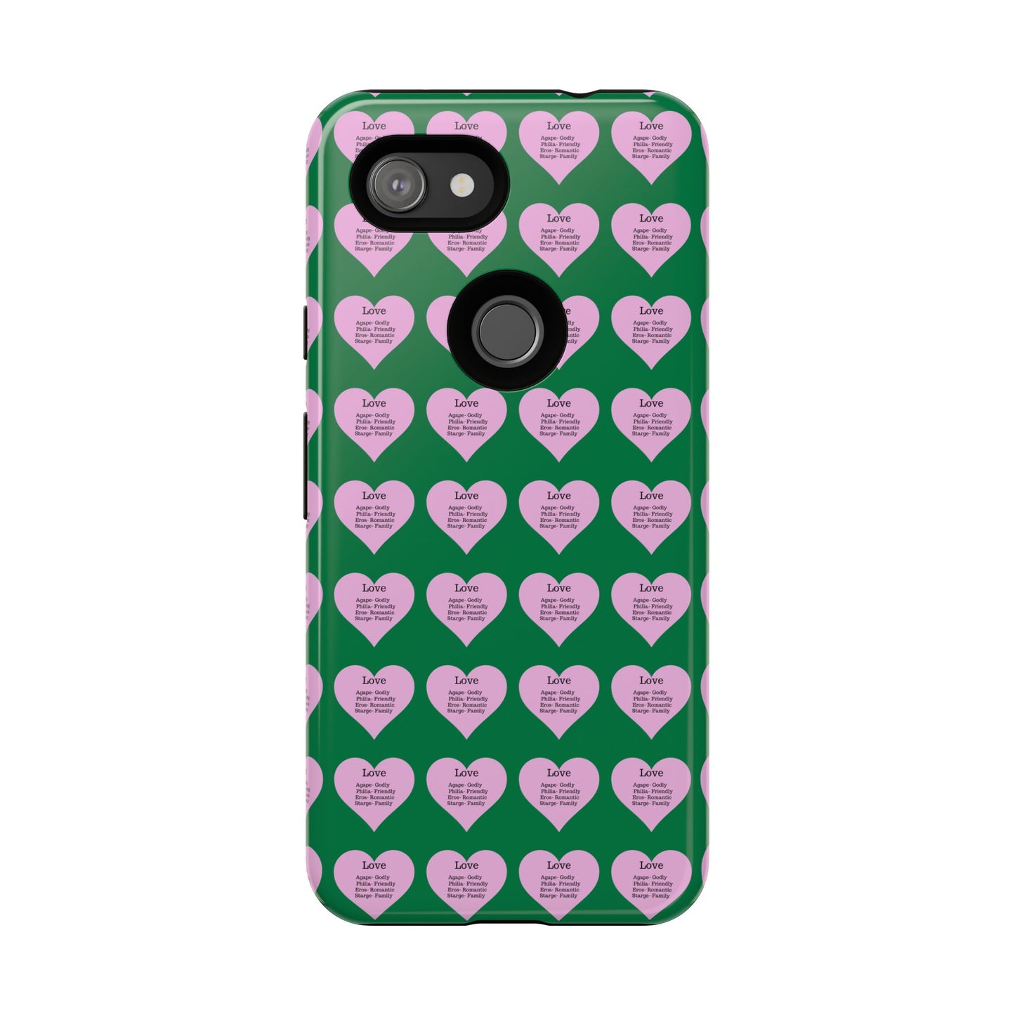 Hearts-A-Flutter Phone Case (iPhone, Google Pixel)(Dark green)