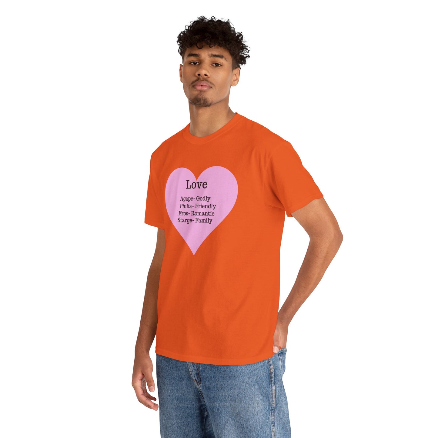 Unisex Love Heart Heavy Cotton T-Shirt - Comfortable Classic Fit Apparel