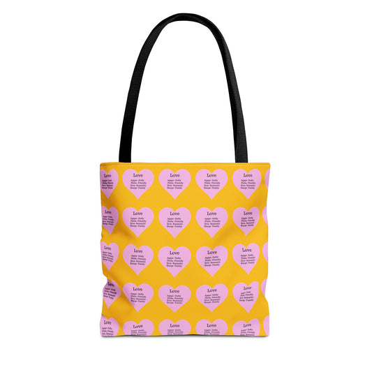 Pink Hearts Tote Bag (Yellow)