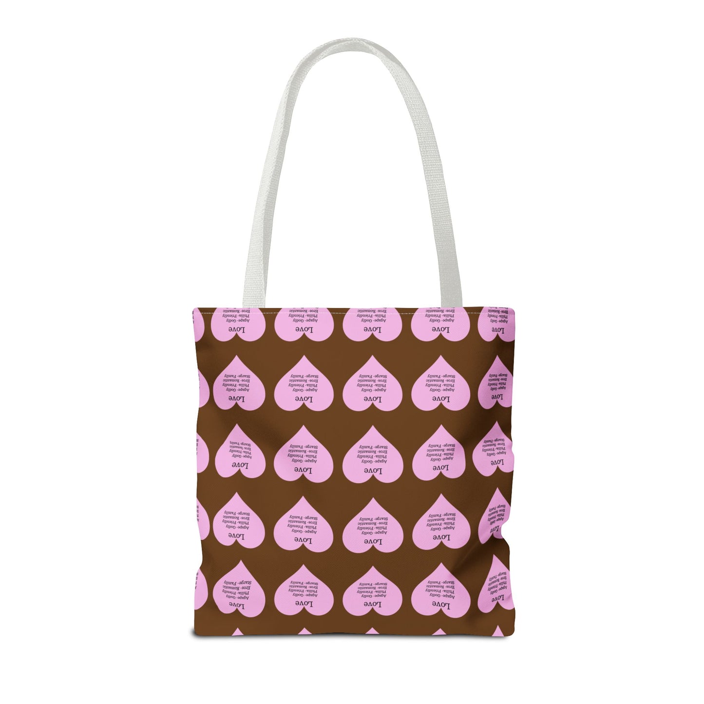 Pink Hearts Tote Bag (Brown)