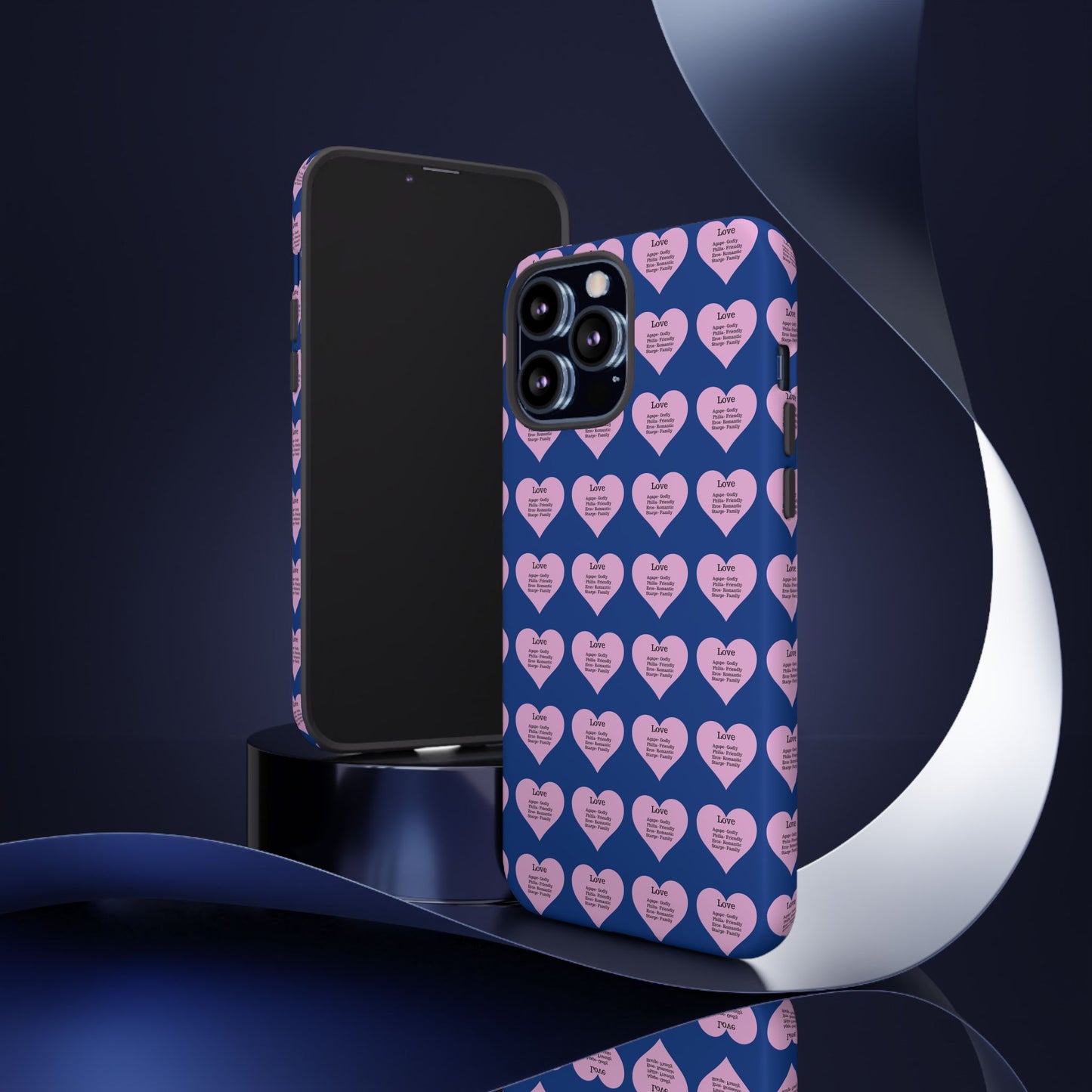 Hearts-A-Flutter Phone Case (iPhone, Google Pixel)(Dark blue)