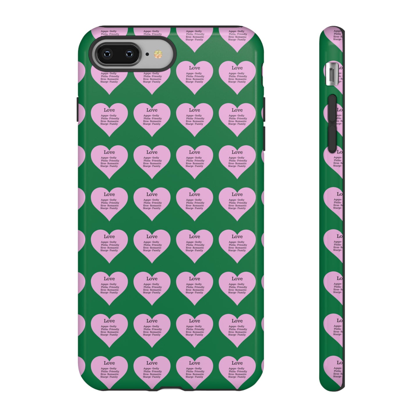 Hearts-A-Flutter Phone Case (iPhone, Google Pixel)(Dark green)