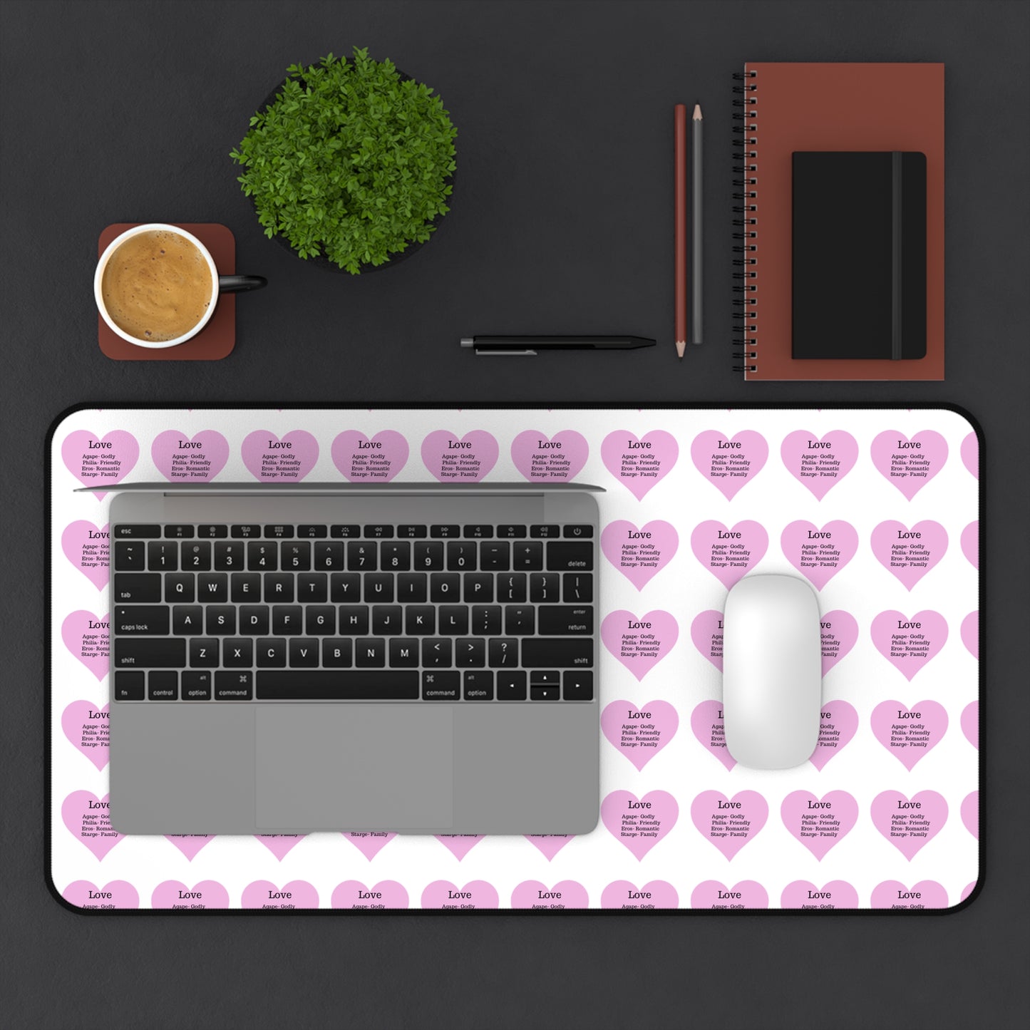 Love Hearts Desk Mat (White)