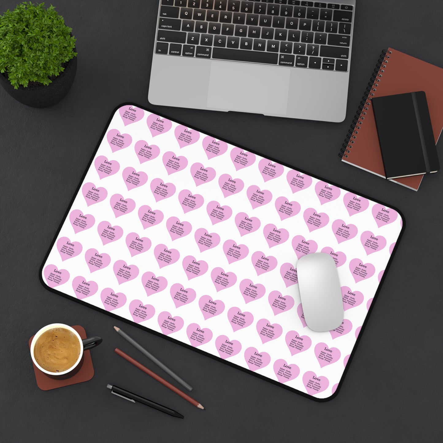 Love Hearts Desk Mat (White)