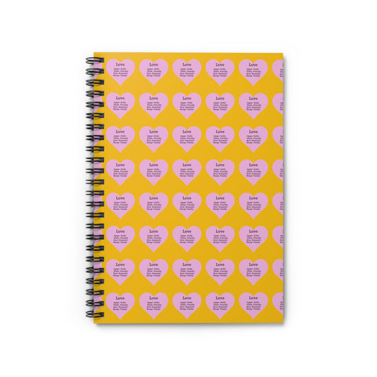 Charming Heart Spiral Notebook Pattern - Ruled Pages (Yellow)