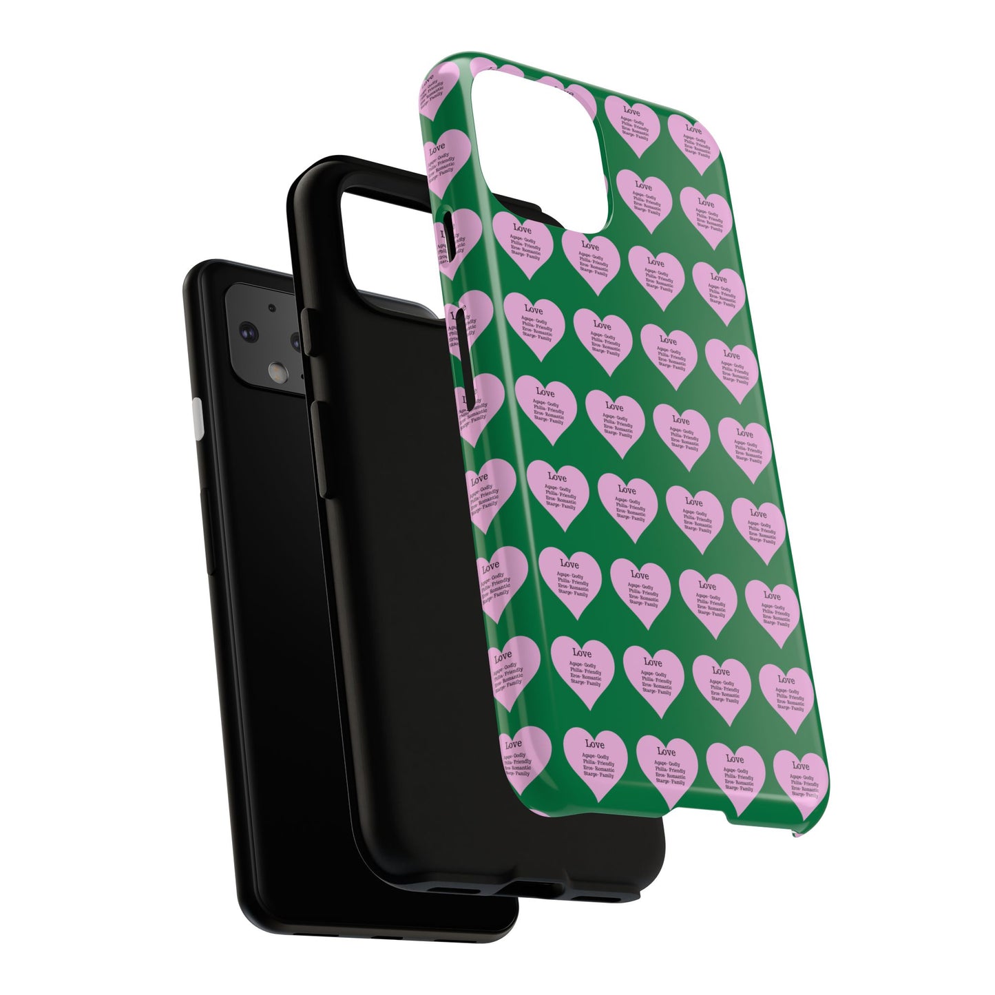 Hearts-A-Flutter Phone Case (iPhone, Google Pixel)(Dark green)