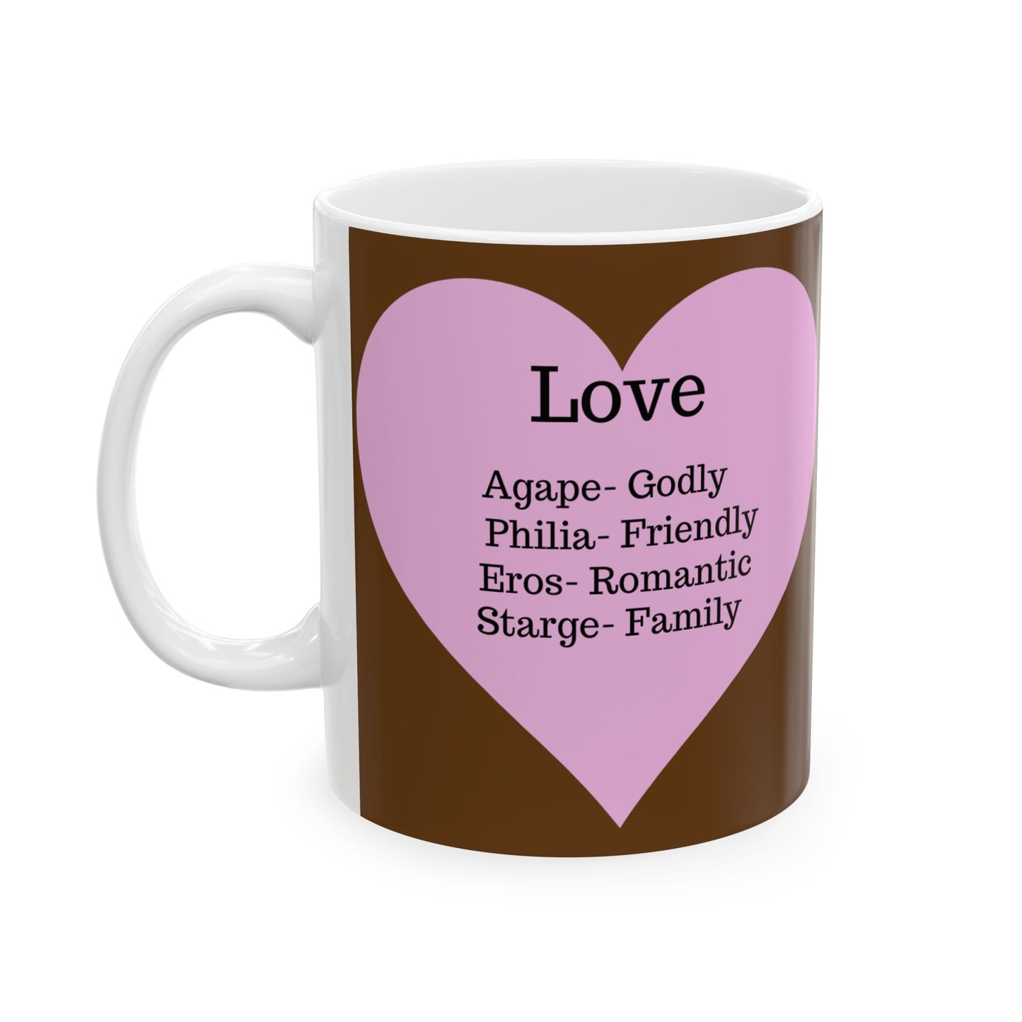 Charming Heart Ceramic Coffee Mug (Brown)