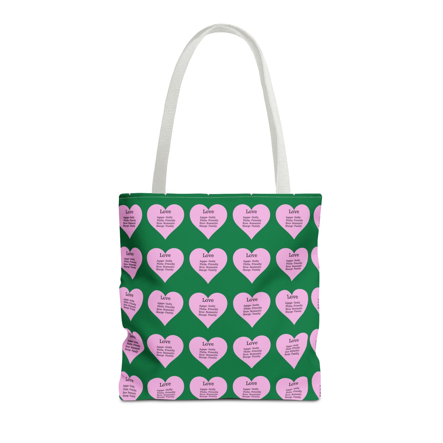 Pink Hearts Tote Bag (Dark green)