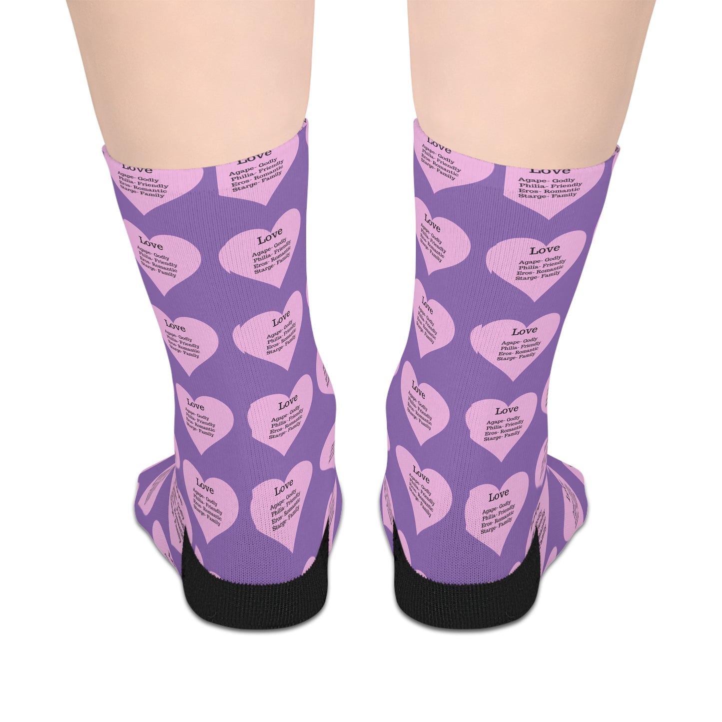 The Love Hearts Mid-Length Socks (Light purple)