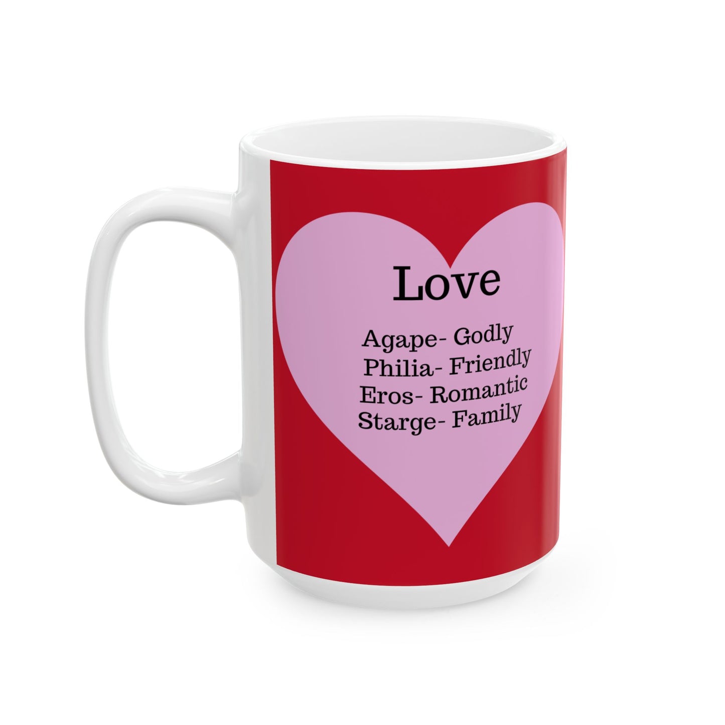 Charming Heart Ceramic Coffee Mug (Dark red)