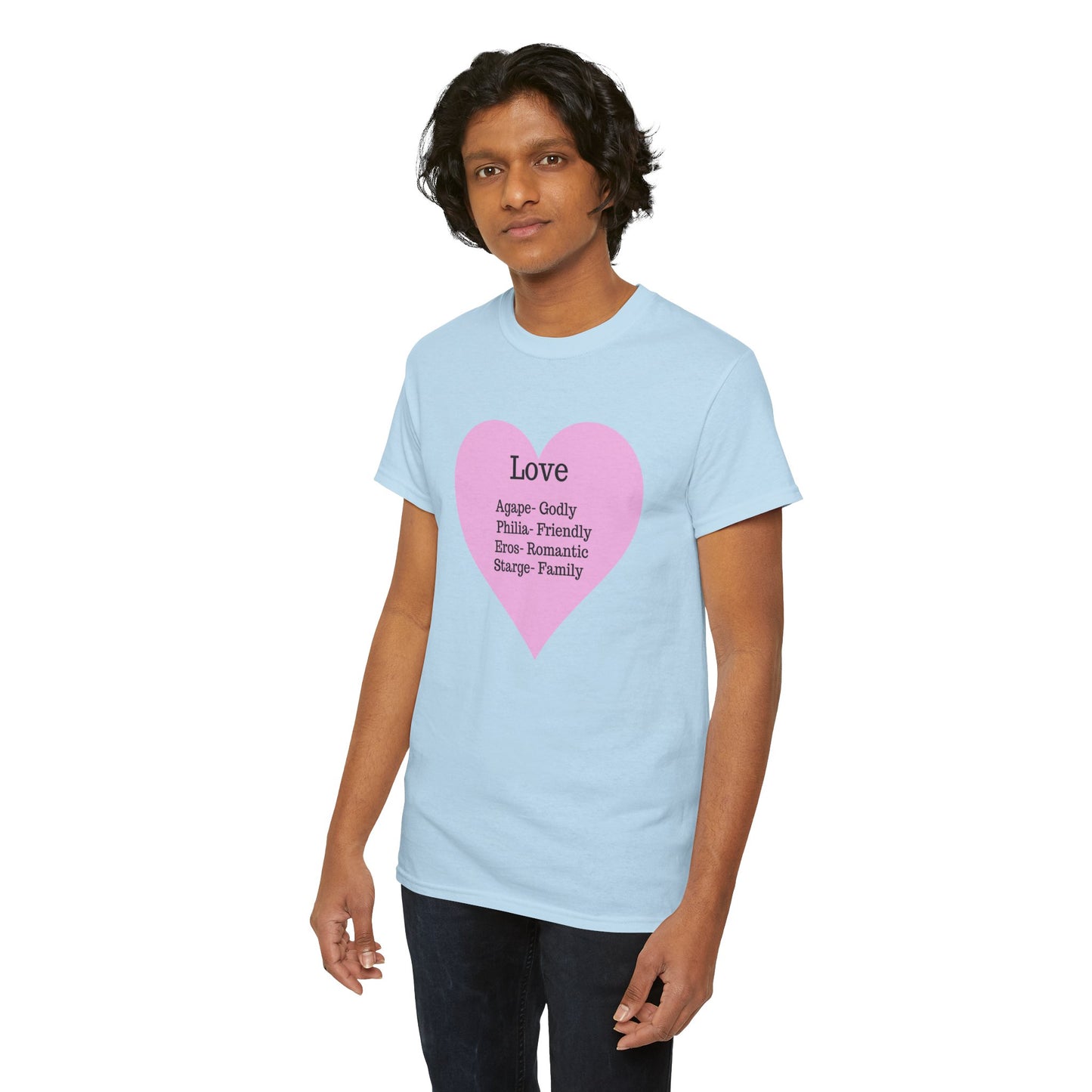 Unisex Love Heart Heavy Cotton T-Shirt - Comfortable Classic Fit Apparel