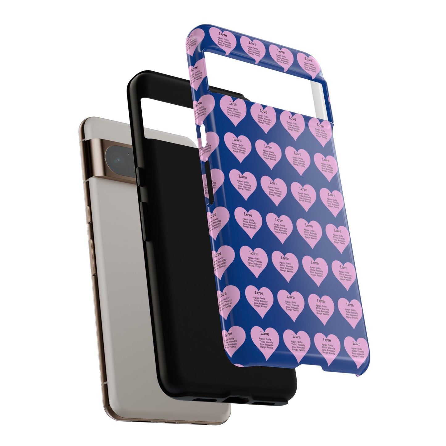 Hearts-A-Flutter Phone Case (iPhone, Google Pixel)(Dark blue)