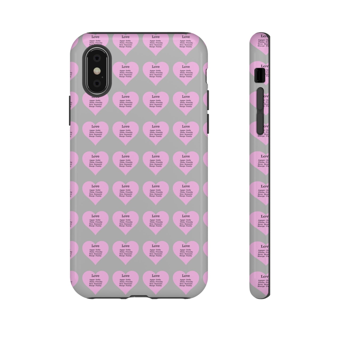 Hearts-A-Flutter Phone Case (iPhone, Google Pixel)(Light grey)
