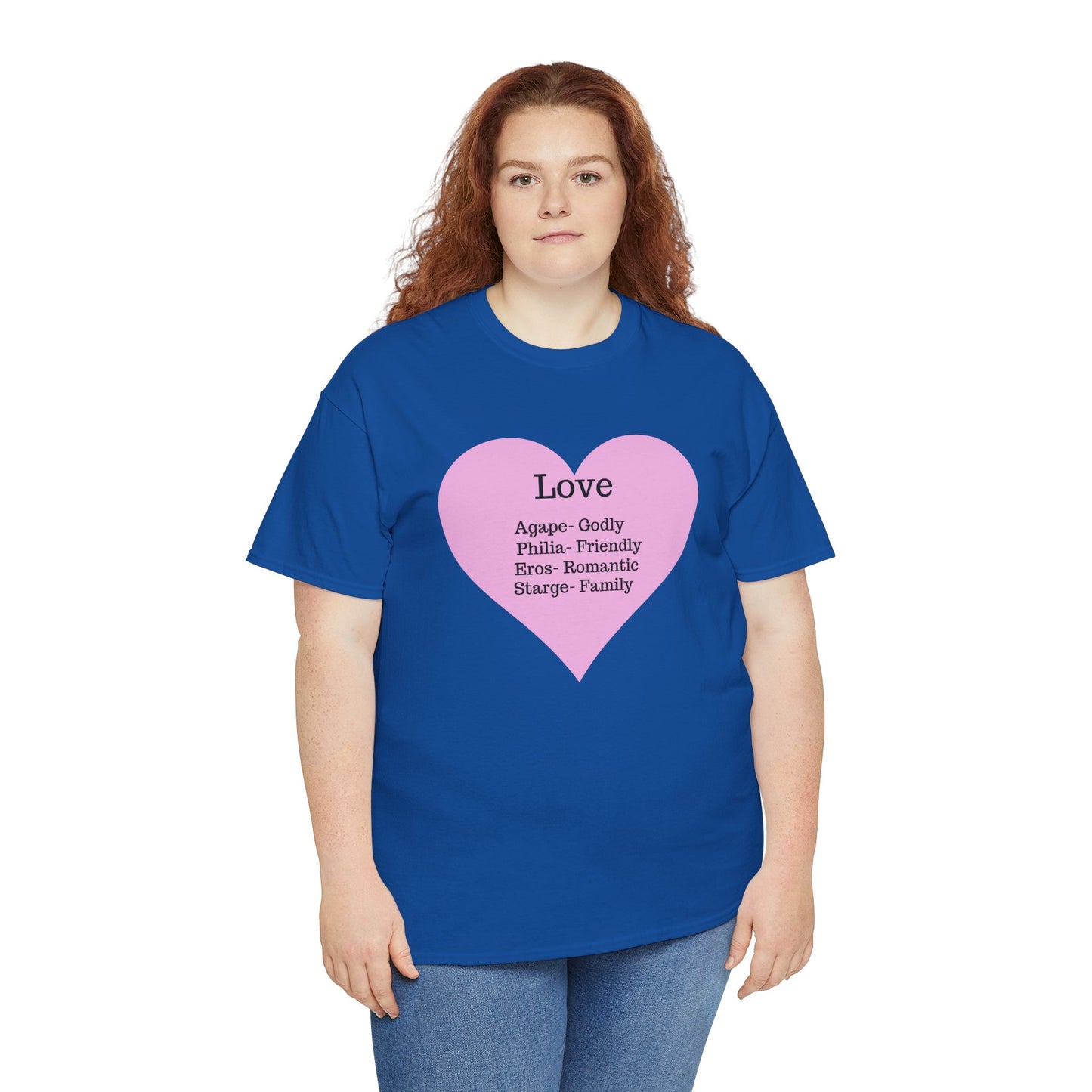Unisex Love Heart Heavy Cotton T-Shirt - Comfortable Classic Fit Apparel