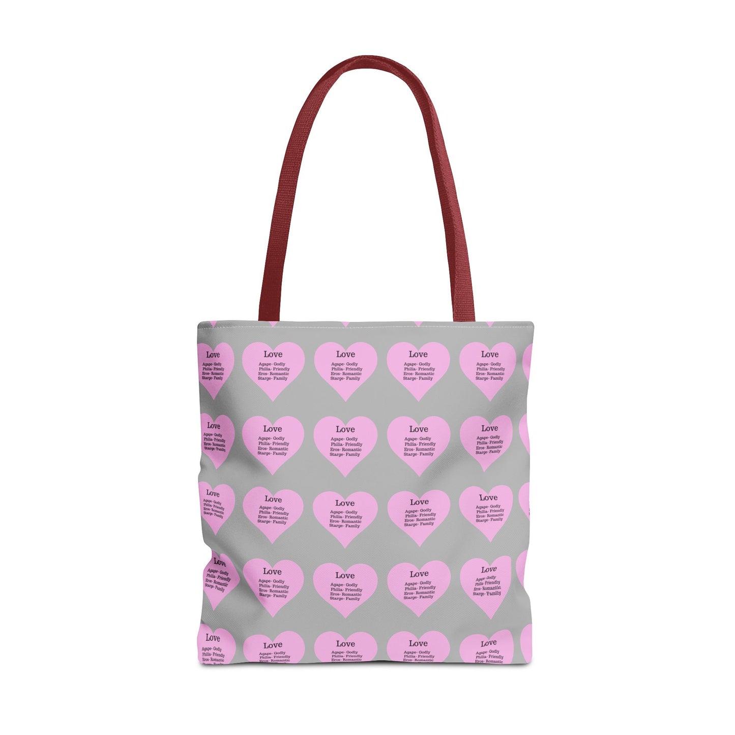 Pink Hearts Tote Bag (Light grey)