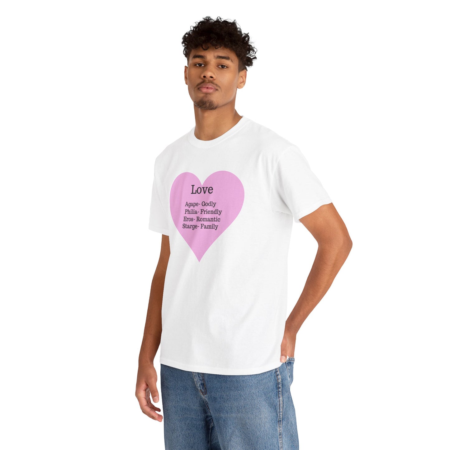 Unisex Love Heart Heavy Cotton T-Shirt - Comfortable Classic Fit Apparel