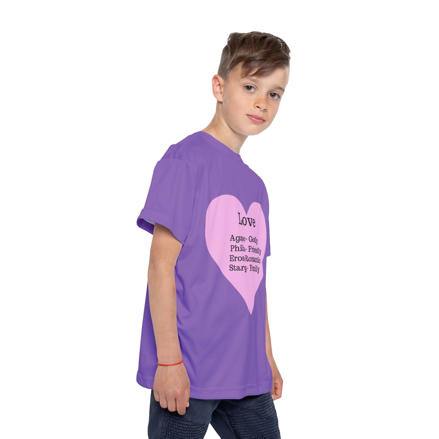 Types of Love Heart Kids Performance Jersey (Light purple)