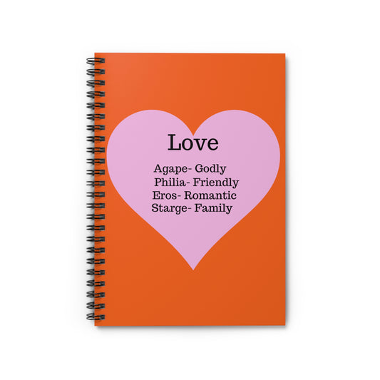 Charming Heart Spiral Notebook - Ruled Pages (Orange)