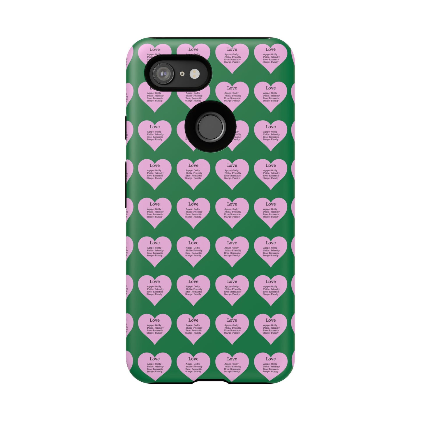 Hearts-A-Flutter Phone Case (iPhone, Google Pixel)(Dark green)