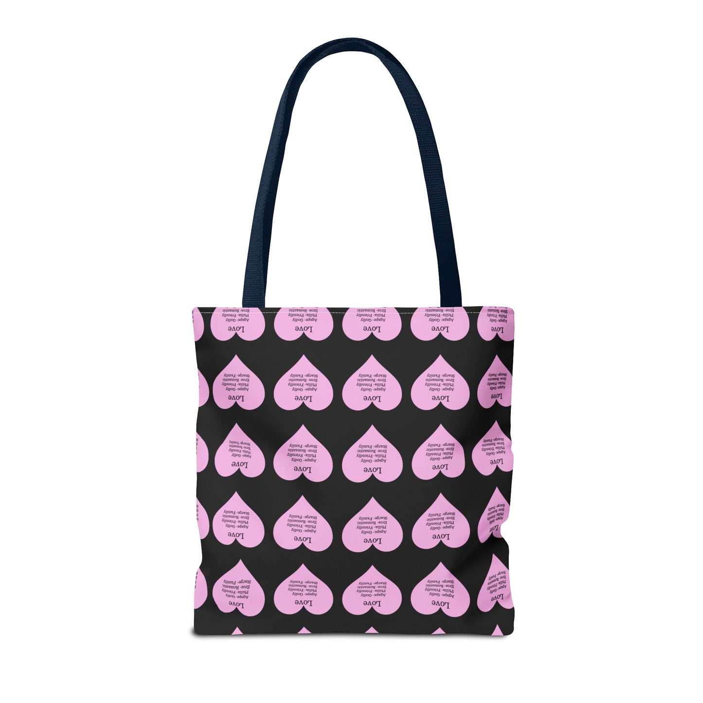 Pink Hearts Tote Bag (Black)