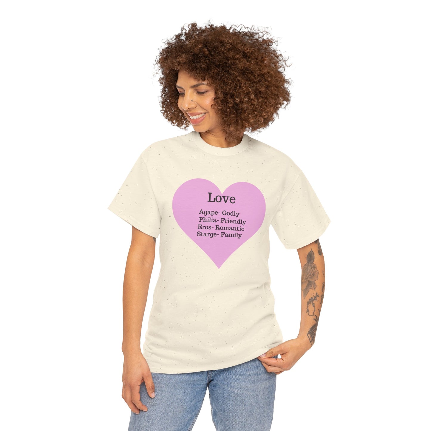 Unisex Love Heart Heavy Cotton T-Shirt - Comfortable Classic Fit Apparel