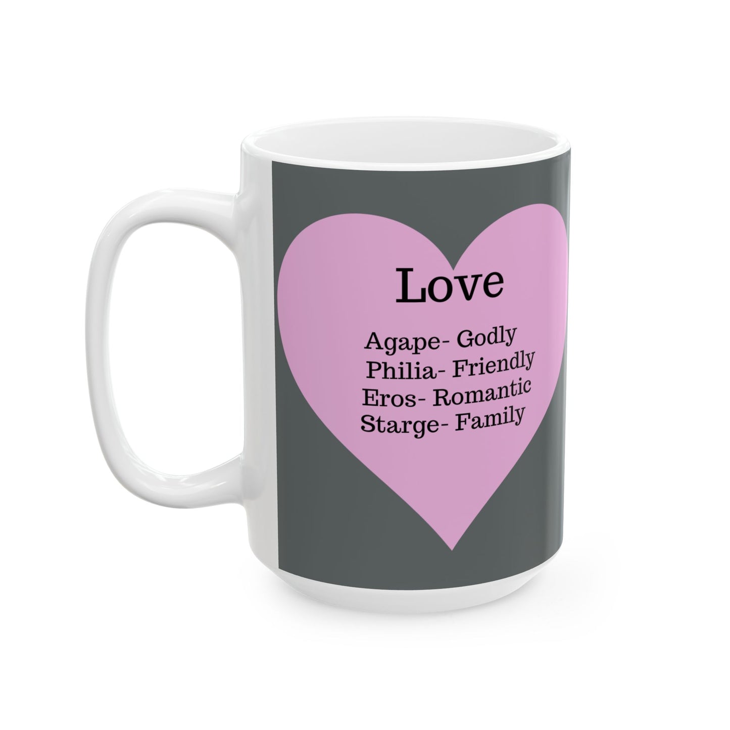 Charming Heart Ceramic Coffee Mug (Dark grey)