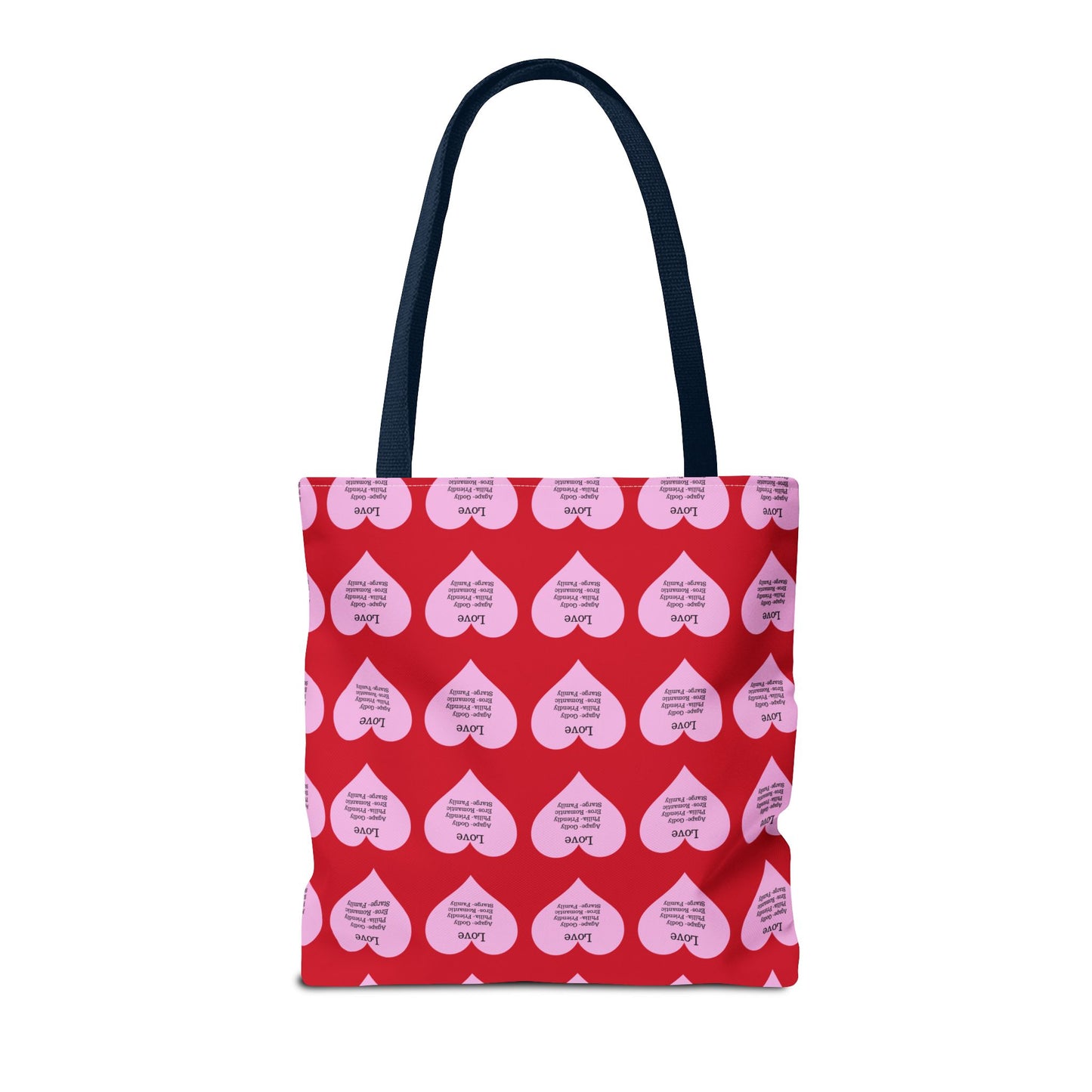 Pink Hearts Tote Bag (Dark red)