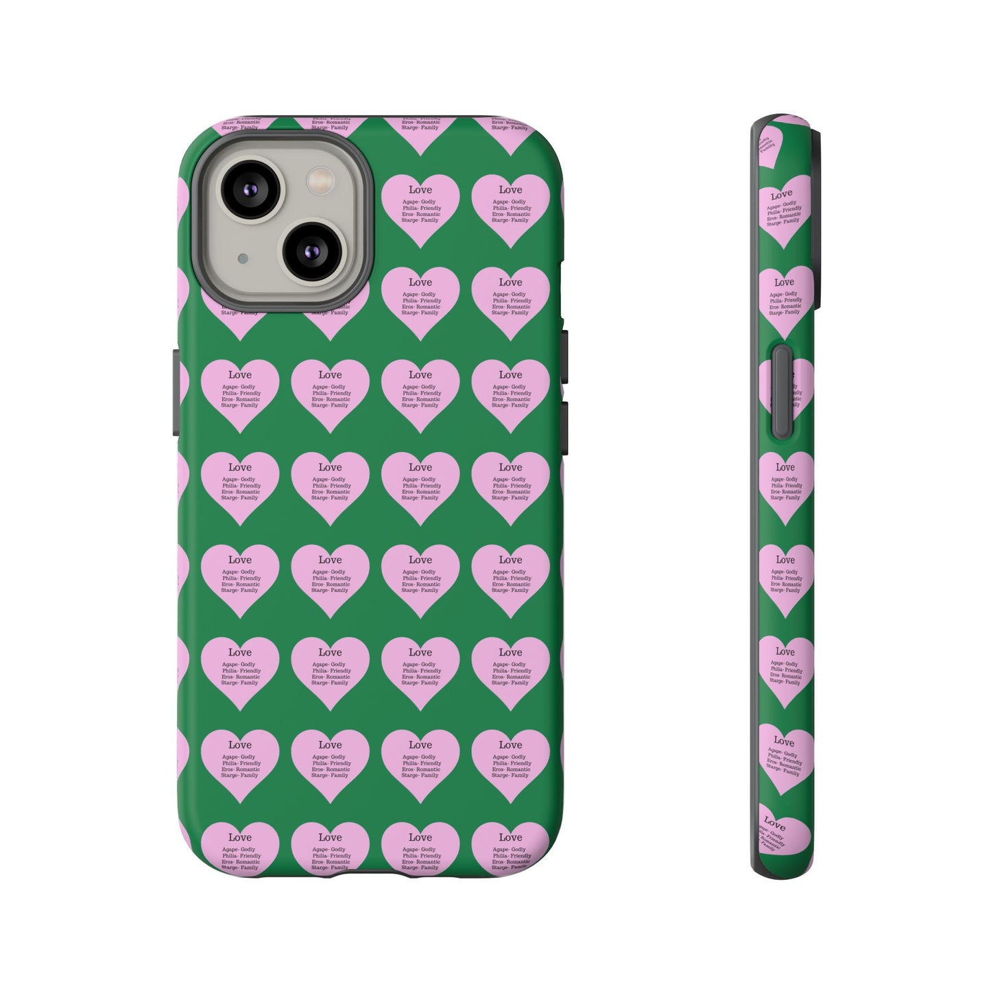 Hearts-A-Flutter Phone Case (iPhone, Google Pixel)(Dark green)