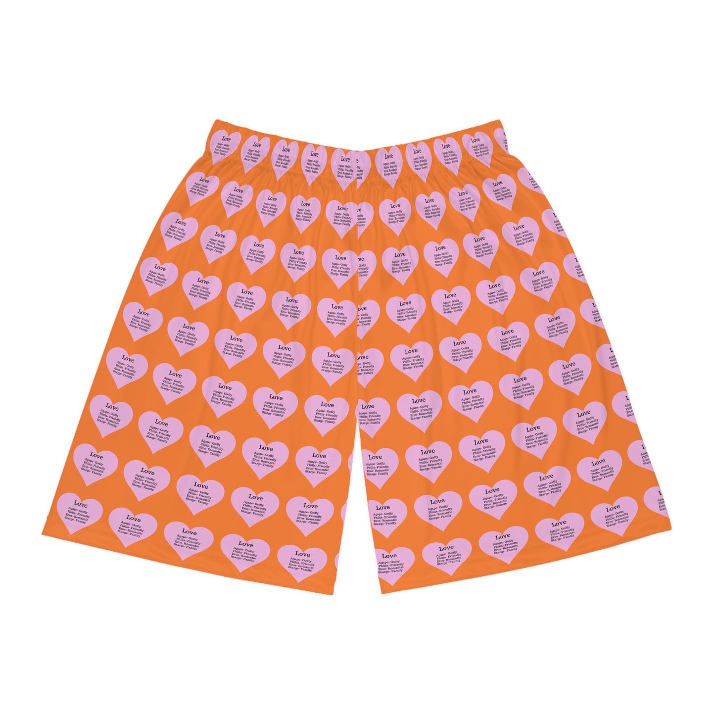 Love Heart All-Over-Print Basketball Shorts (Crusta)