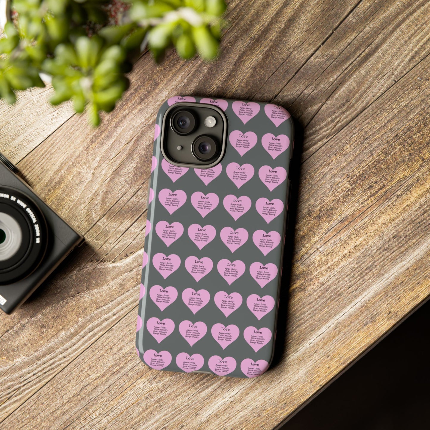 Hearts-A-Flutter Phone Case (iPhone, Google Pixel)(Dark grey)