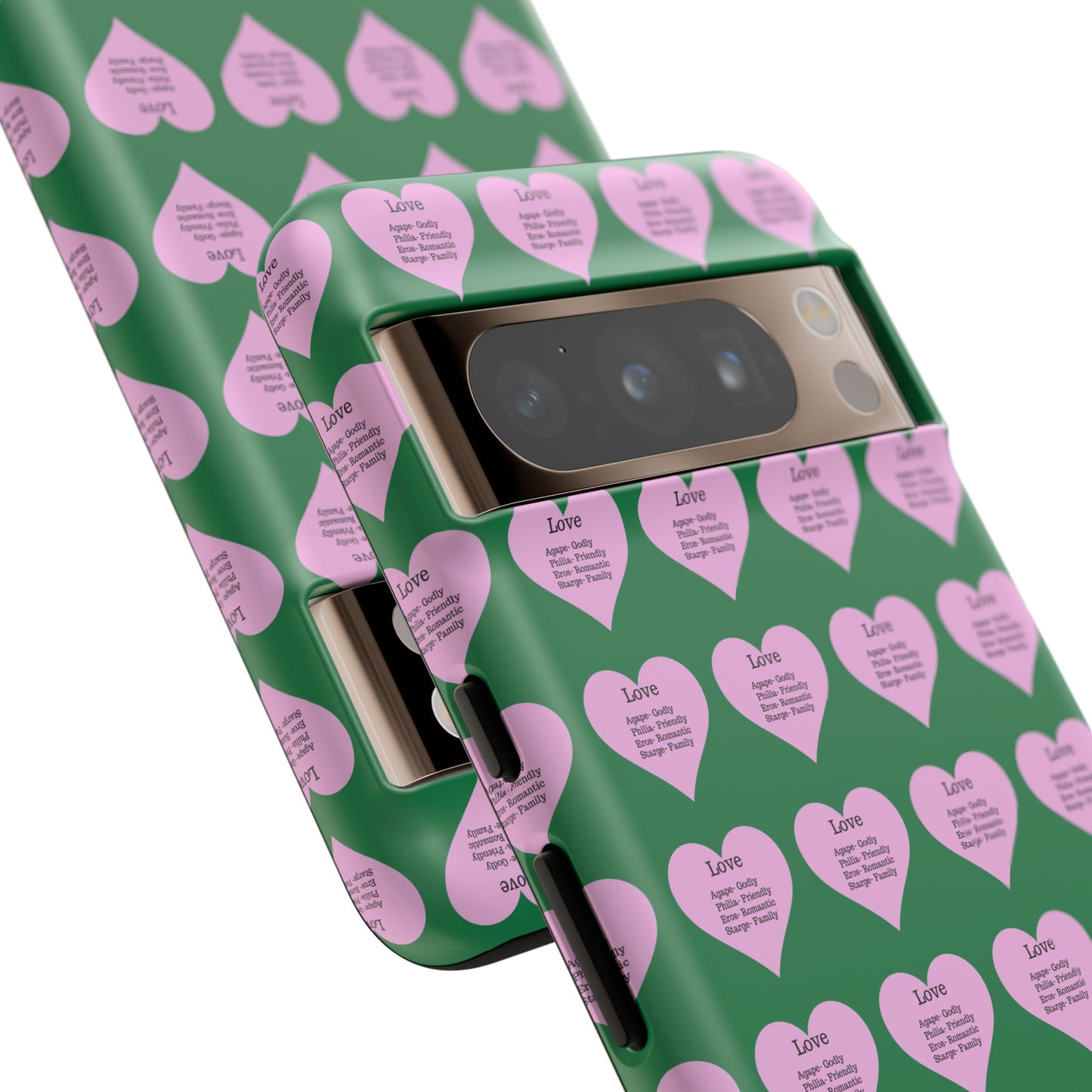 Hearts-A-Flutter Phone Case (iPhone, Google Pixel)(Dark green)