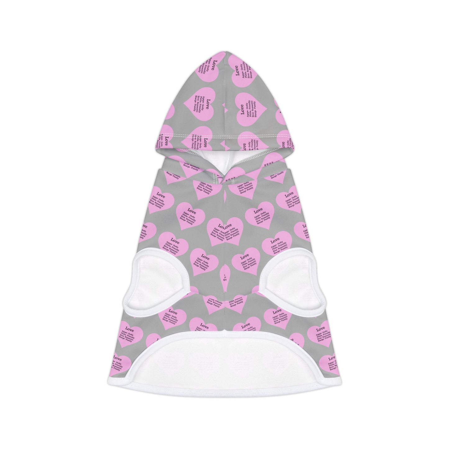 Charming Heart Pet Hoodie Pattern (Light grey)