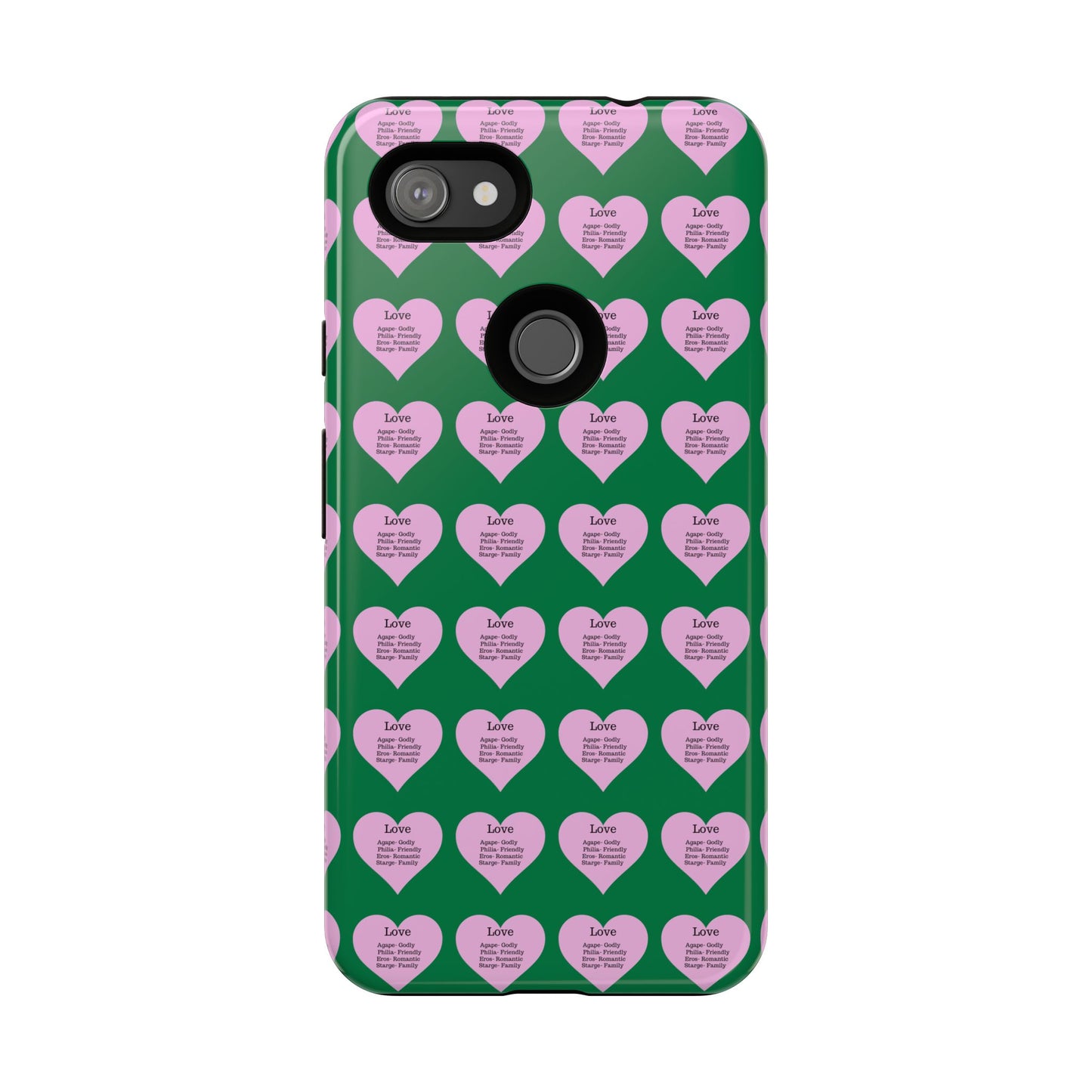 Hearts-A-Flutter Phone Case (iPhone, Google Pixel)(Dark green)