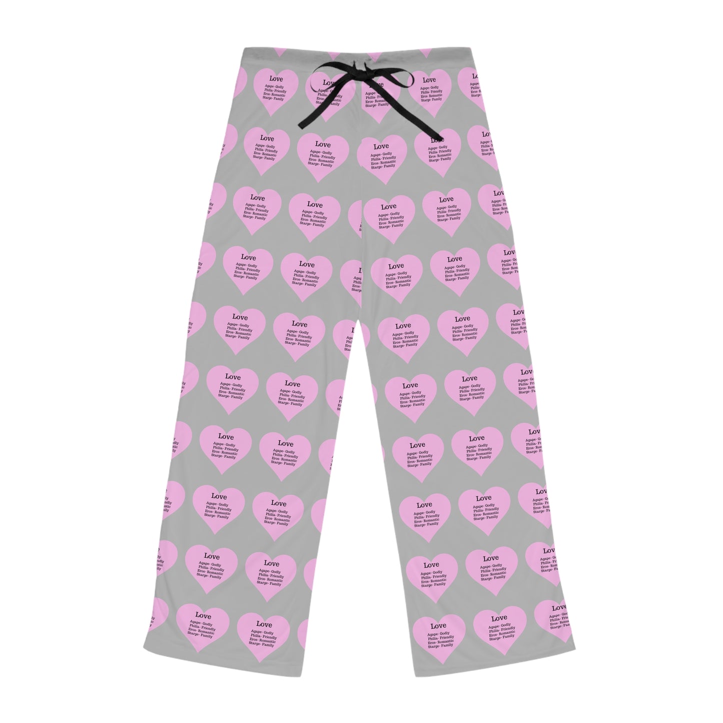 Cozy Heart Print Women's Pajama Pants (Light Grey)