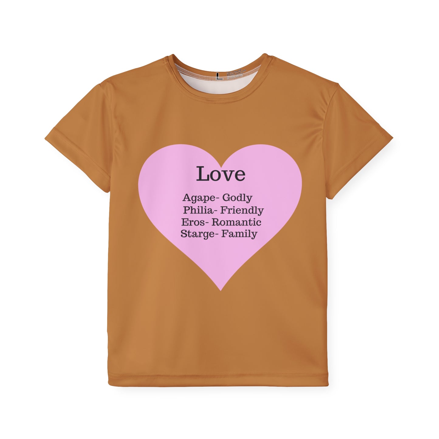 Types of Love Heart Kids Performance Jersey (Light Brown)