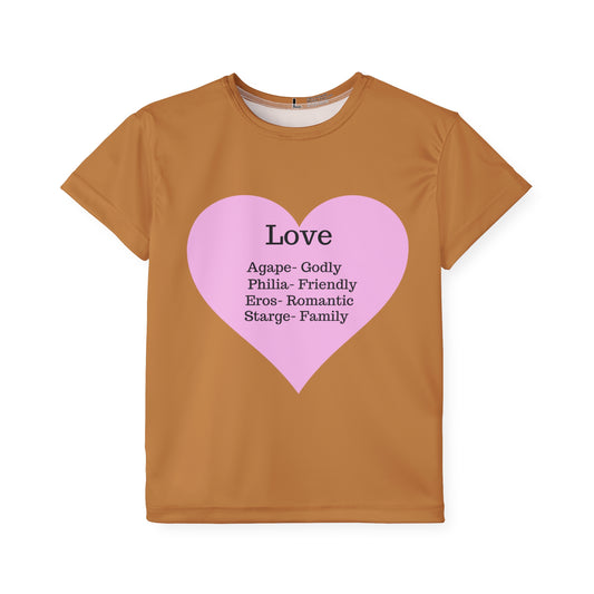 Types of Love Heart Kids Performance Jersey (Light Brown)