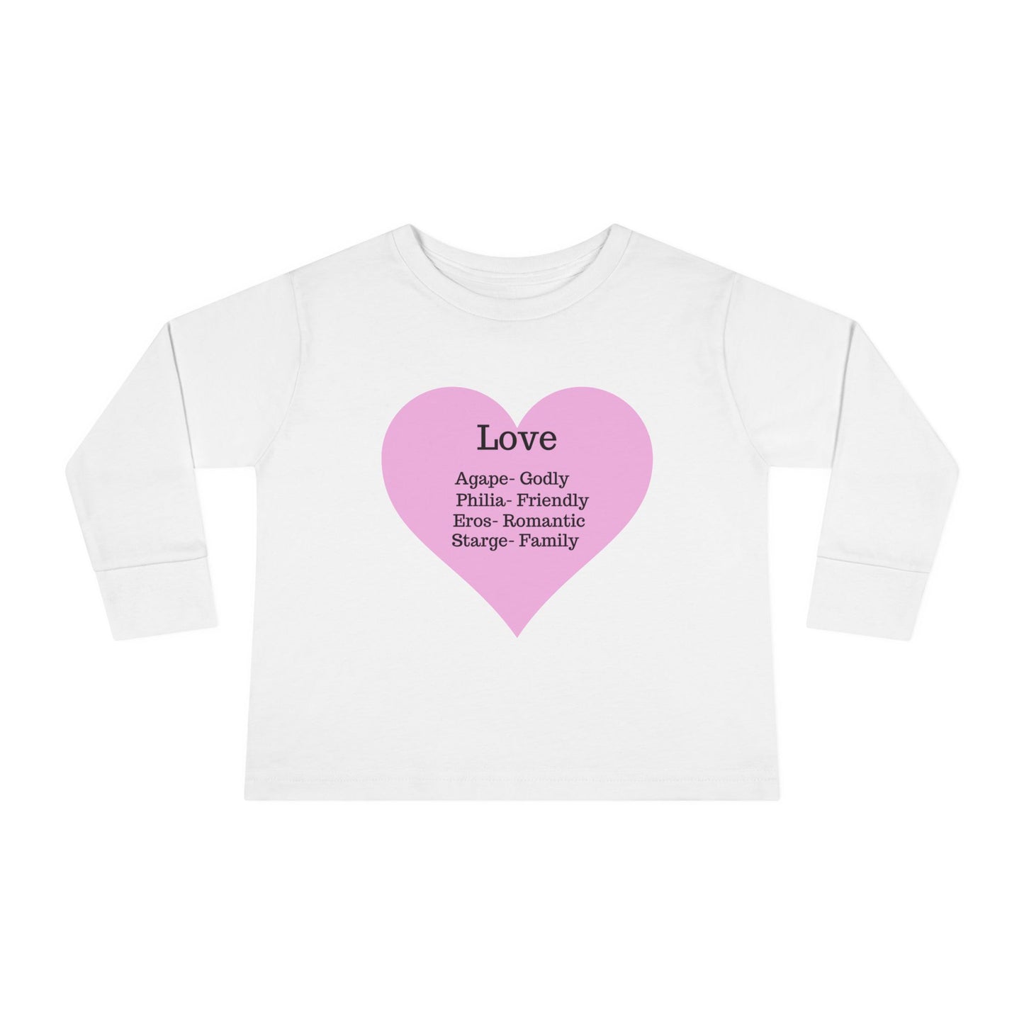 Types of Love Heart Toddler Long Sleeve Tee