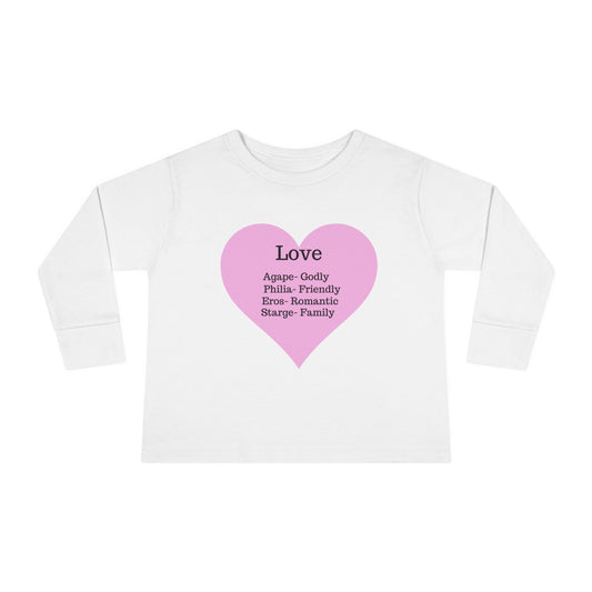 Types of Love Heart Toddler Long Sleeve Tee