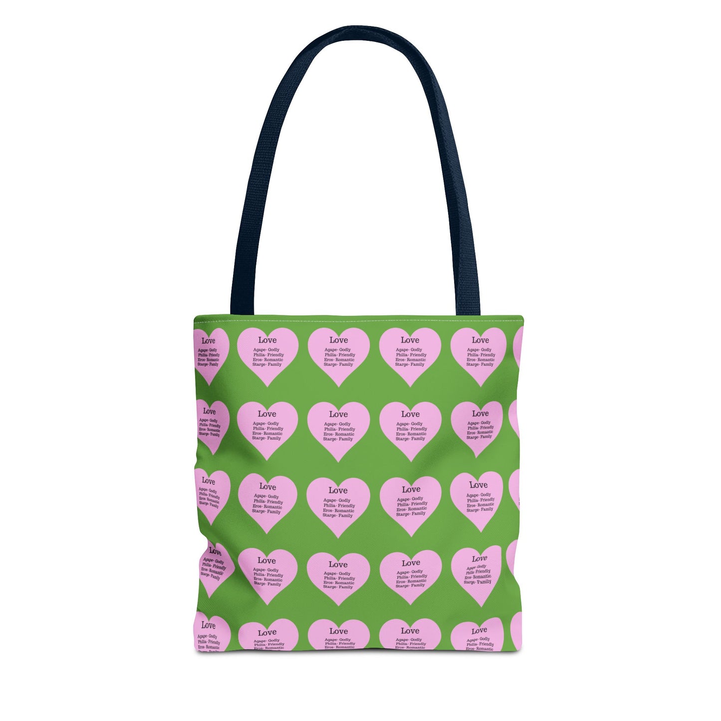 Pink Hearts Tote Bag (Green)