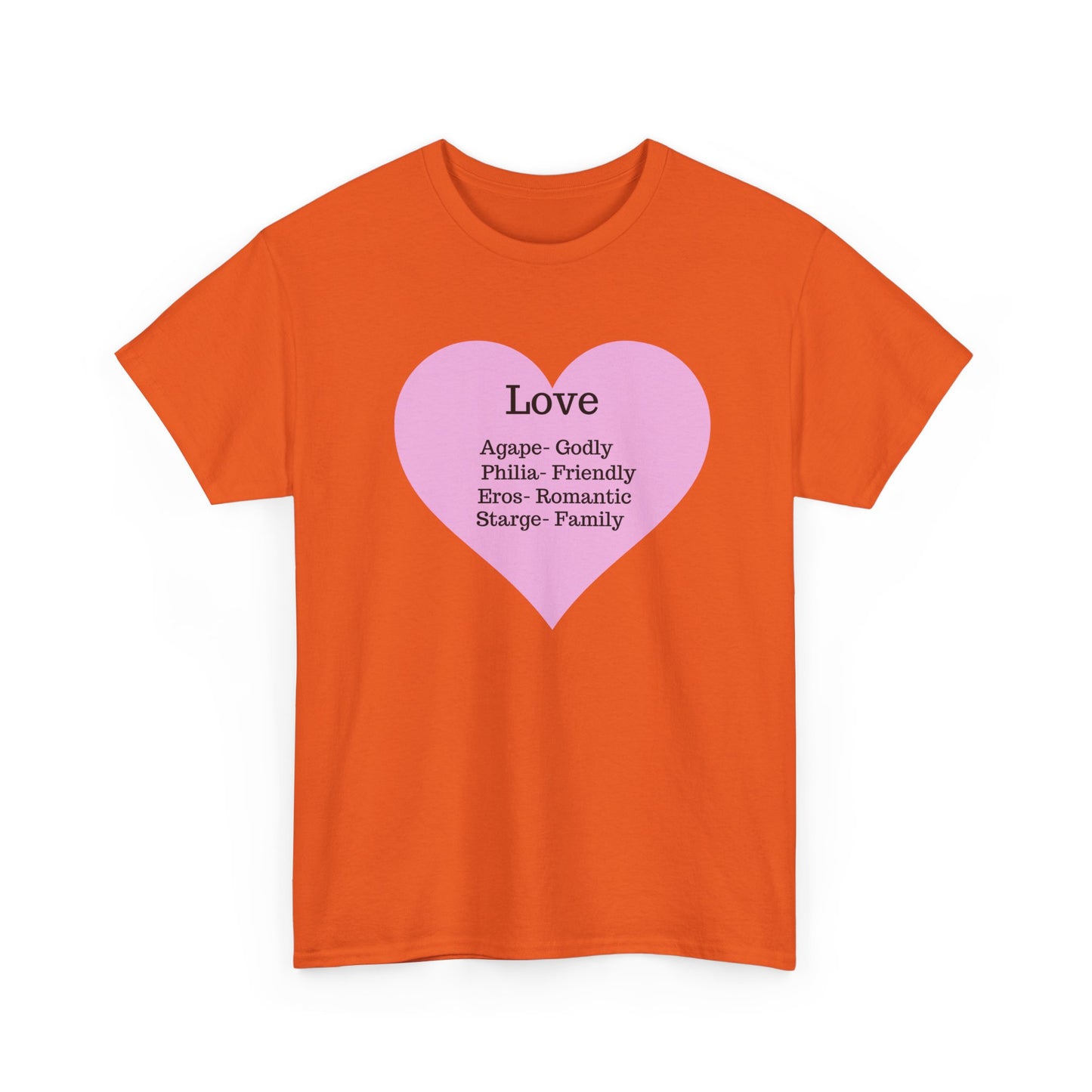 Unisex Love Heart Heavy Cotton T-Shirt - Comfortable Classic Fit Apparel