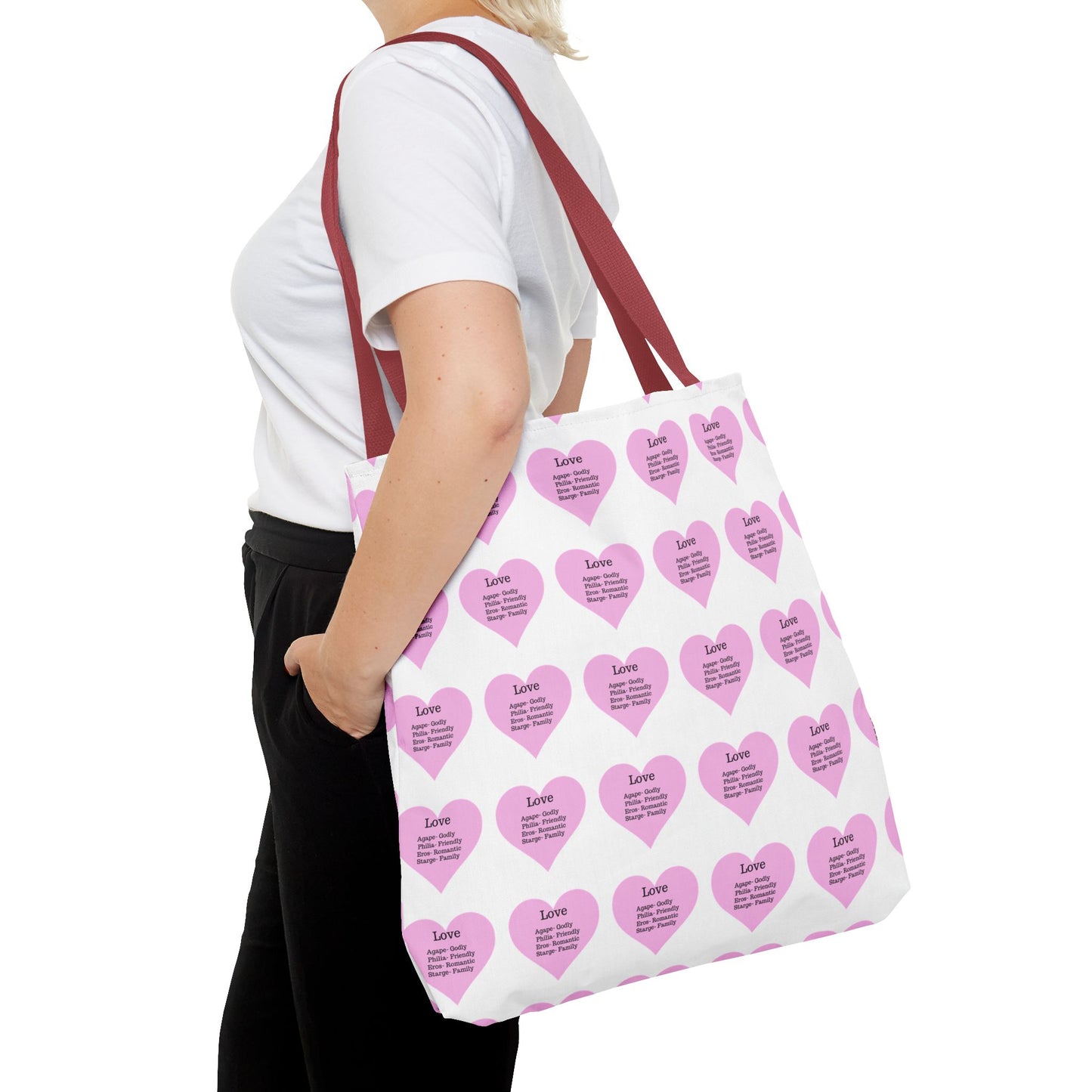 Pink Hearts Tote Bag (White)